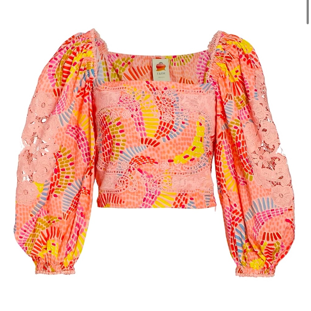 NEW FARM Rio Dotted Bananas Blouse size Large